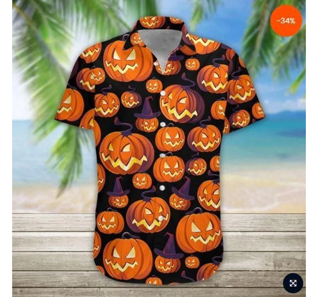 Personalized Pumpkin Hawaiian Shirt, Button Up Aloha Shirt For Men, Women