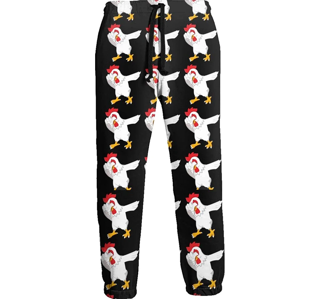 Personalized Dance Chicken Pattern Athletic Track For Workout Lounge Running White Sweatpants, Joggers Pants With Drawstring For Men, Women