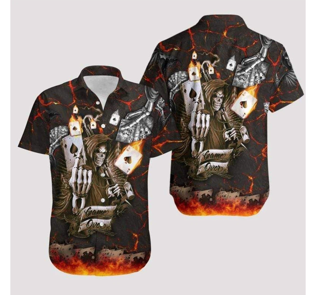 Personalized Skull Game Of Cards V Hawaiian Shirt, Button Up Aloha Shirt For Men, Women