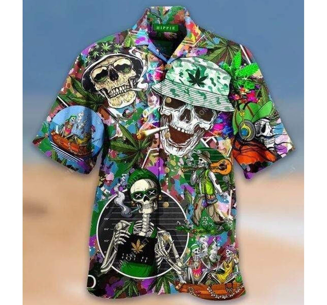 Personalized Enjoy The Little Things Hippie Skull Hawaiian Shirt, Button Up Aloha Shirt For Men, Women