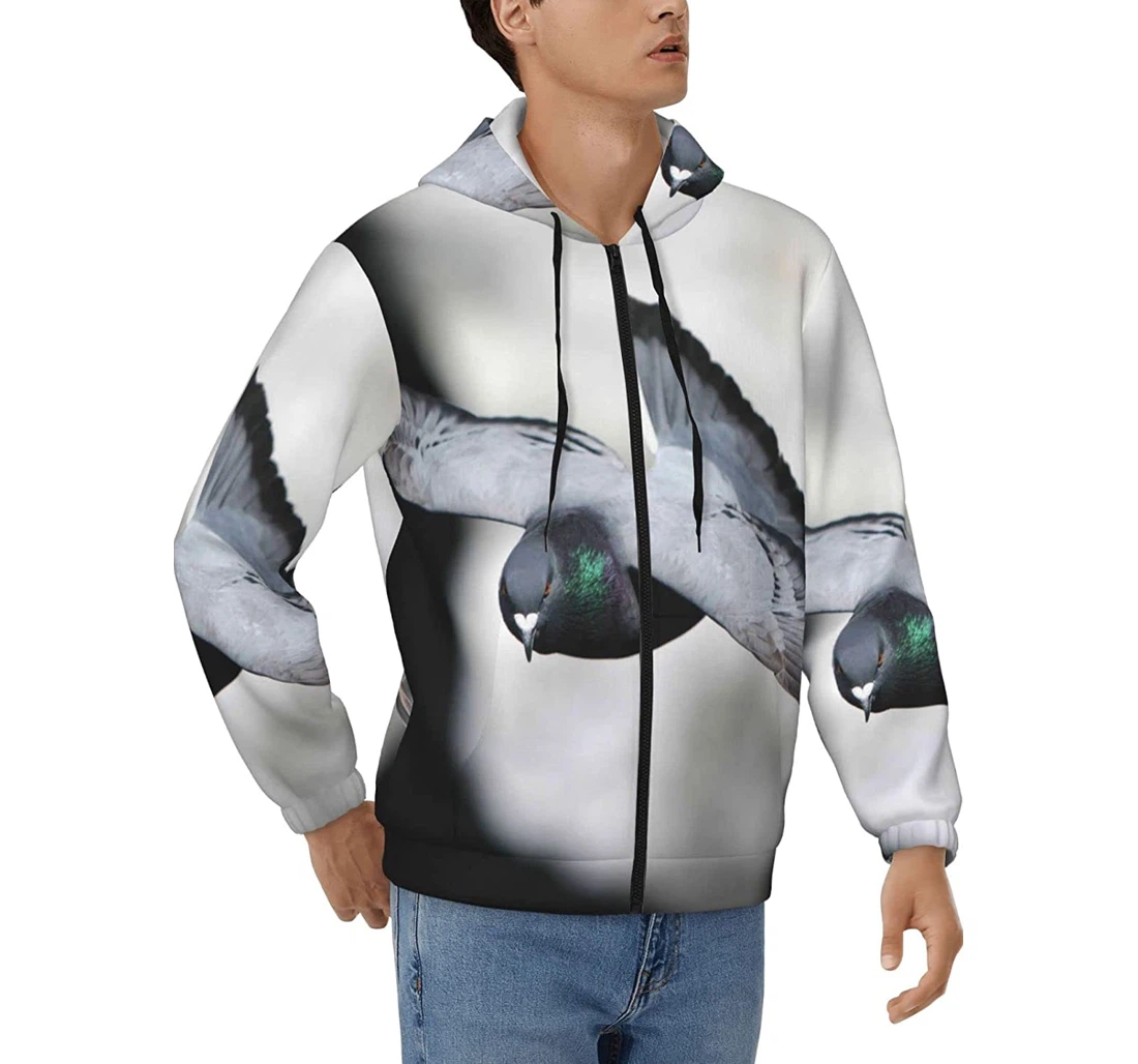 Personalized Flying Homing Pigeon Men's Hood Jackets Coats - 3D Printed Pullover Hoodie