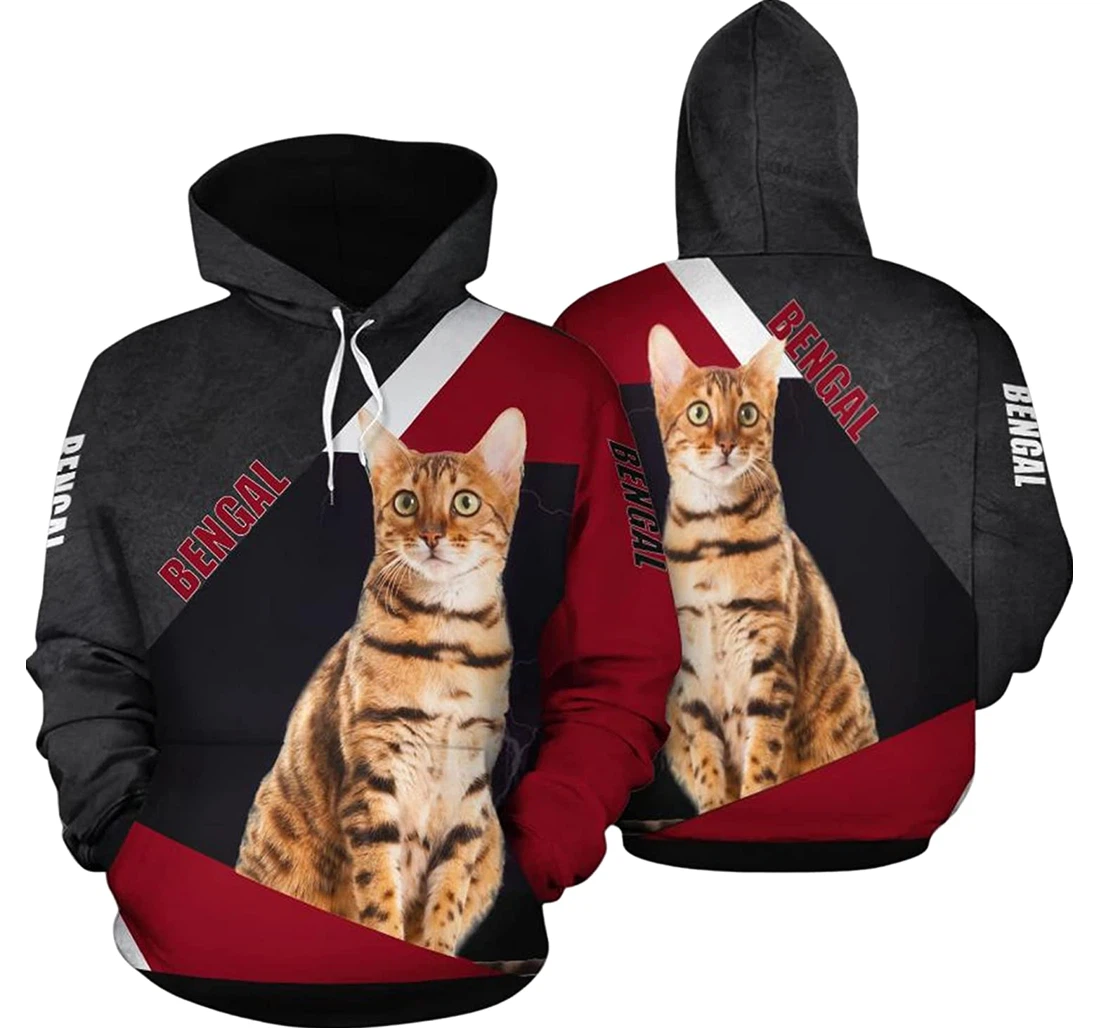 Personalized Red Bengal Cat Birthday Christmas - 3D Printed Pullover Hoodie