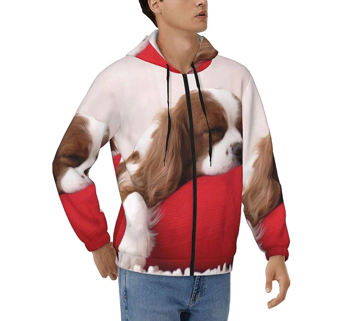 Personalized Cavalier King Charles Spaniel Men's Hood Jackets Coats - 3D Printed Pullover Hoodie