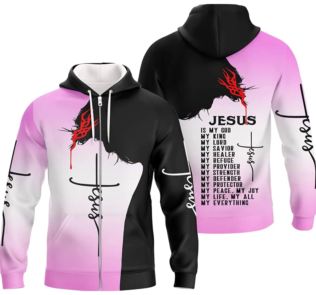 Personalized Zip Hoodie - God With Jesus With Jesus Is My God My ...