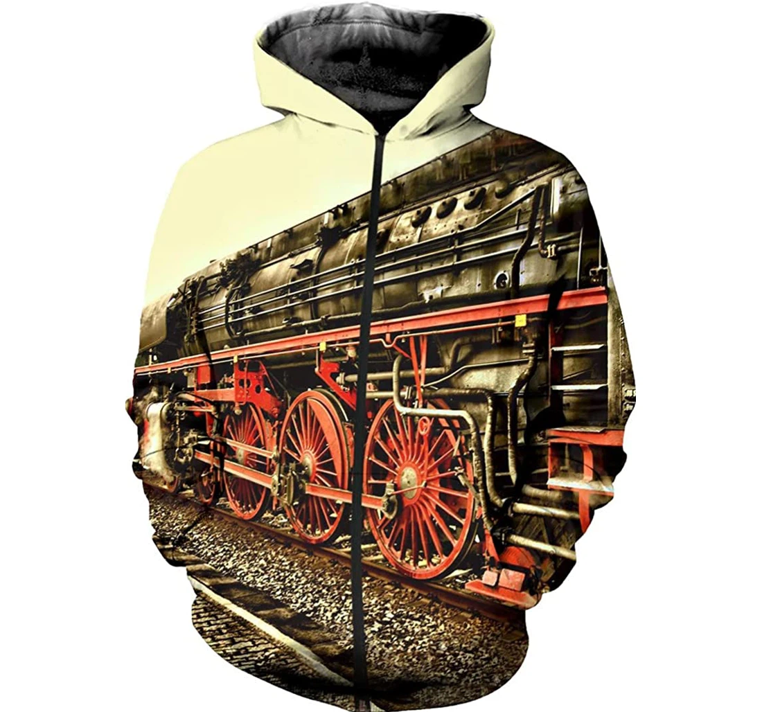 Personalized Train Art Street Sports Spring Autumn Outdoor Sportswear - 3D Printed Pullover Hoodie