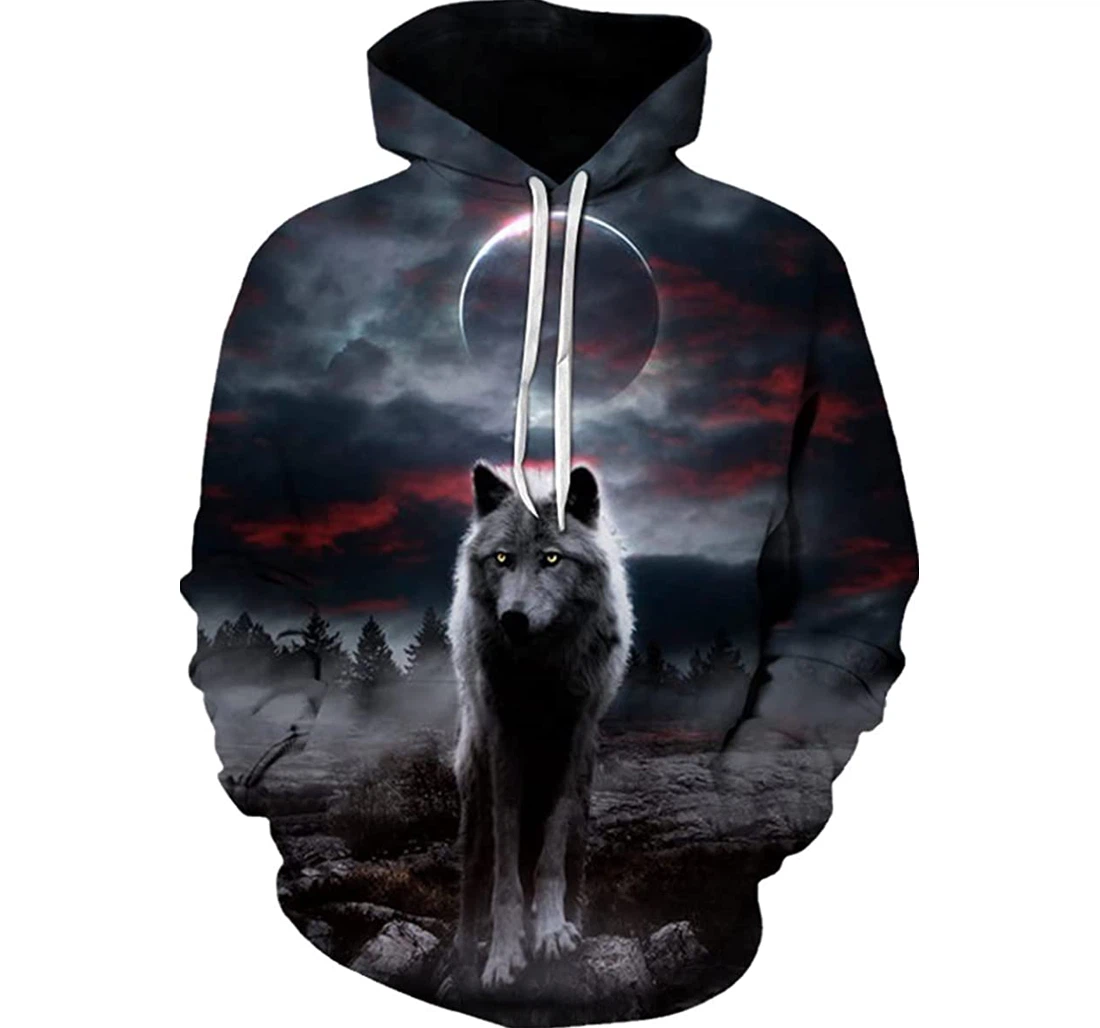 Personalized Wolf Men's Boys Jackets Activewear Animal - 3D Printed Pullover Hoodie