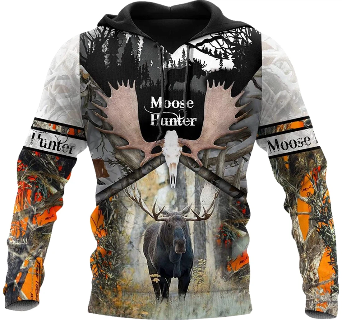 Personalized Moose Hunting Birthday Hunting - 3D Printed Pullover Hoodie