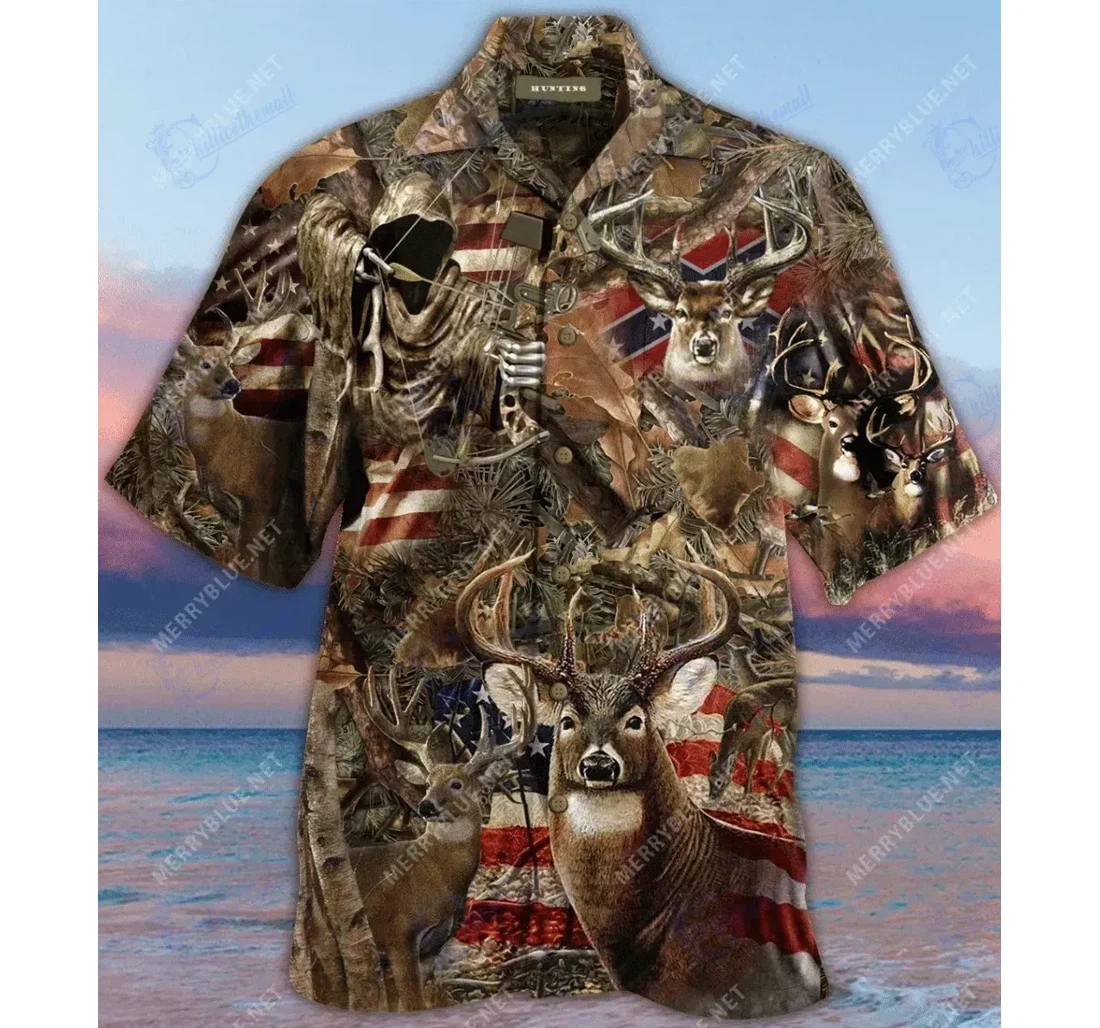 Personalized Awesome Deer Hunting Hawaiian Shirt, Button Up Aloha Shirt For Men, Women