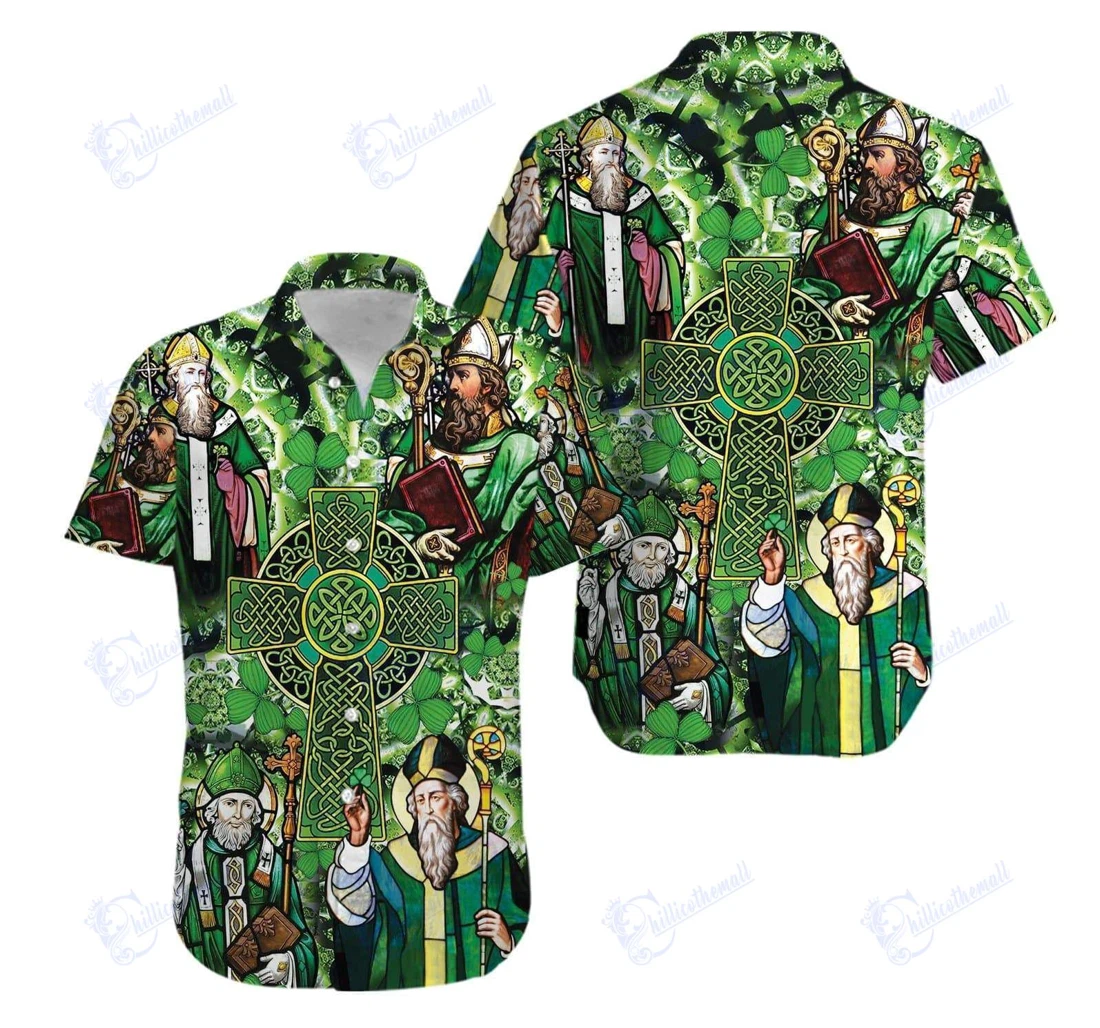 Personalized Happy Saint Patrick's Day Cross -zides Sport Hawaiian Shirt, Button Up Aloha Shirt For Men, Women