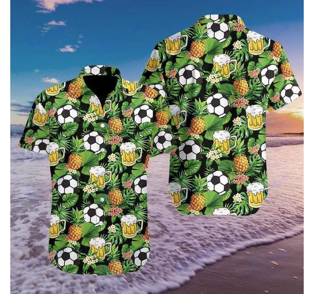 Personalized Soccer And Beer Fantastic H Hawaiian Shirt, Button Up Aloha Shirt For Men, Women