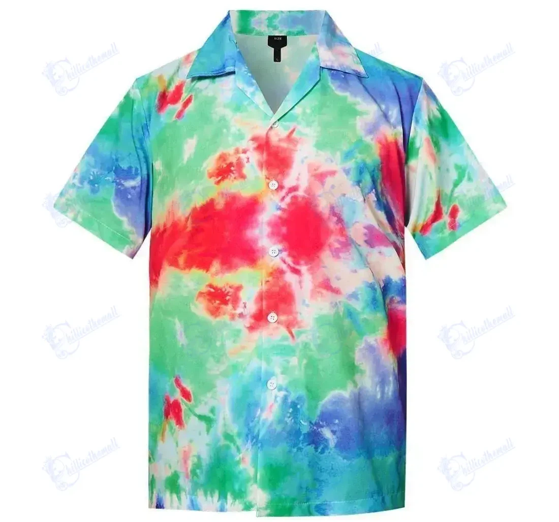 Personalized Discover Cool Mens Colorful Tie Die Hawaiian Shirt, Button Up Aloha Shirt For Men, Women