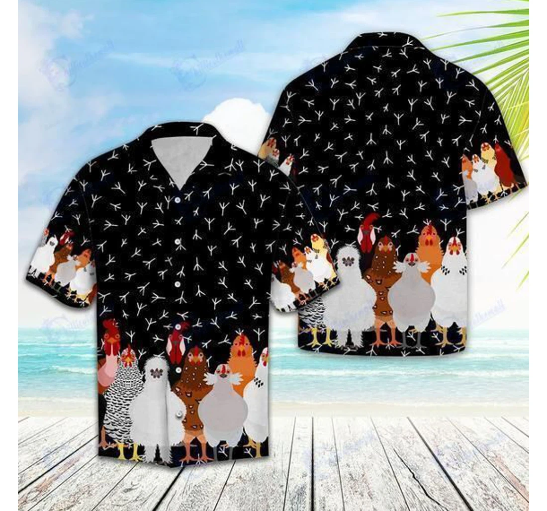 Personalized Awesome Chicken Hawaiian Shirt, Button Up Aloha Shirt For Men, Women