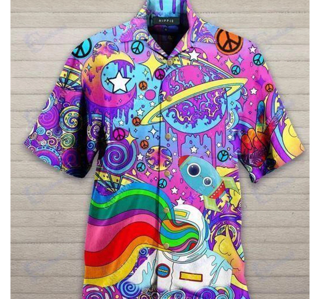 Personalized Find Colorful Hippie Space Hawaiian Shirt, Button Up Aloha Shirt For Men, Women