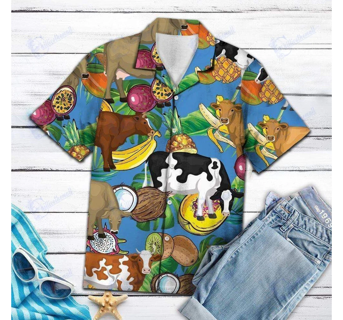 Personalized Discover Cool Cow Fruits Hawaiian Shirt, Button Up Aloha Shirt For Men, Women