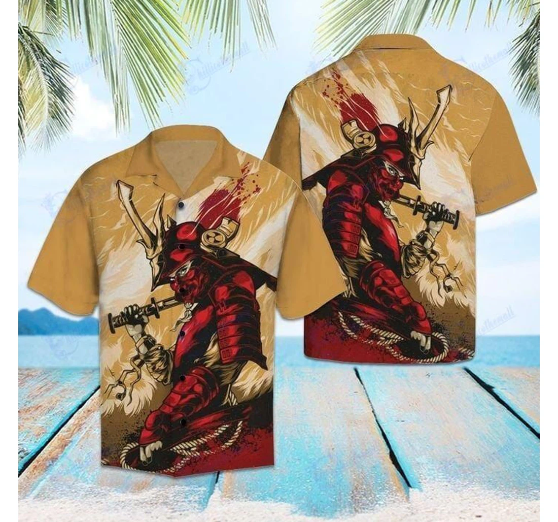 Personalized Amazing Red Samurai Hawaiian Shirt, Button Up Aloha Shirt For Men, Women