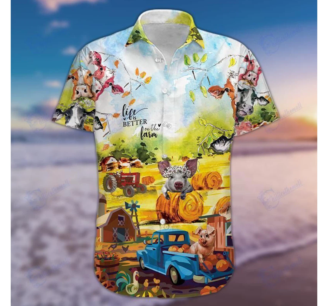 Personalized Cute - Life Is Better On A Farm H Hawaiian Shirt, Button Up Aloha Shirt For Men, Women