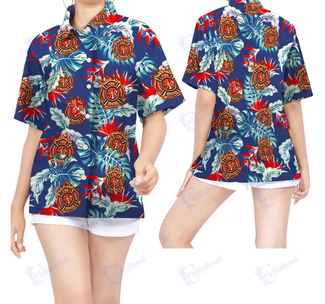 Personalized Firefighter Firemen In Daily Life Hawaiian Shirt, Button Up Aloha Shirt For Men, Women