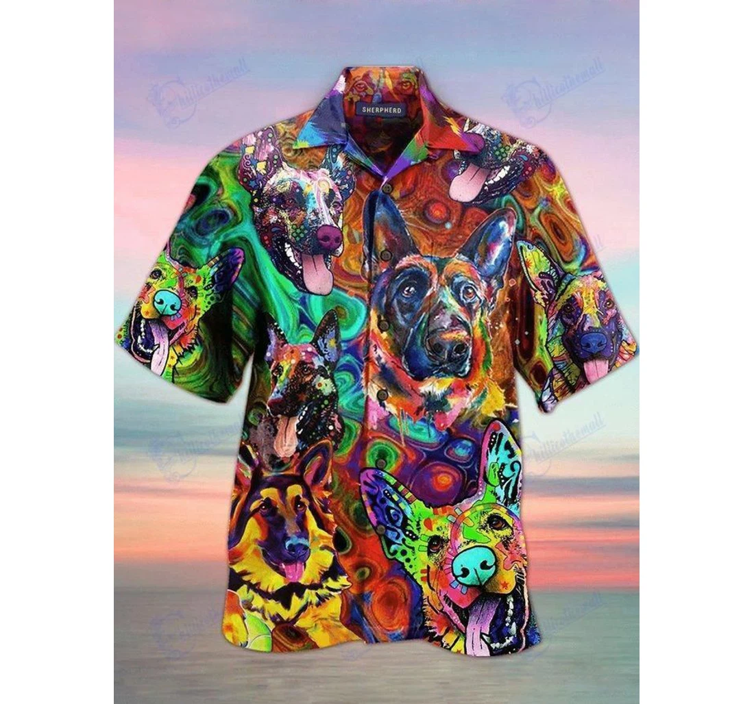 Personalized Chillicothemall Colorful Dogs Hawaiian Shirt, Button Up Aloha Shirt For Men, Women