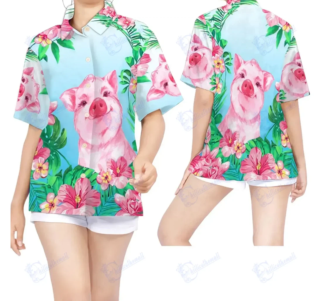 Personalized Pig Pig Lovers Hawaiian Shirt, Button Up Aloha Shirt For Men, Women