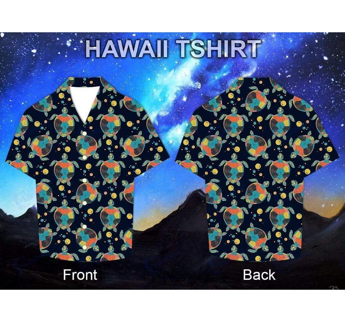 Personalized Colorful Turtle Pattern V Hawaiian Shirt, Button Up Aloha Shirt For Men, Women