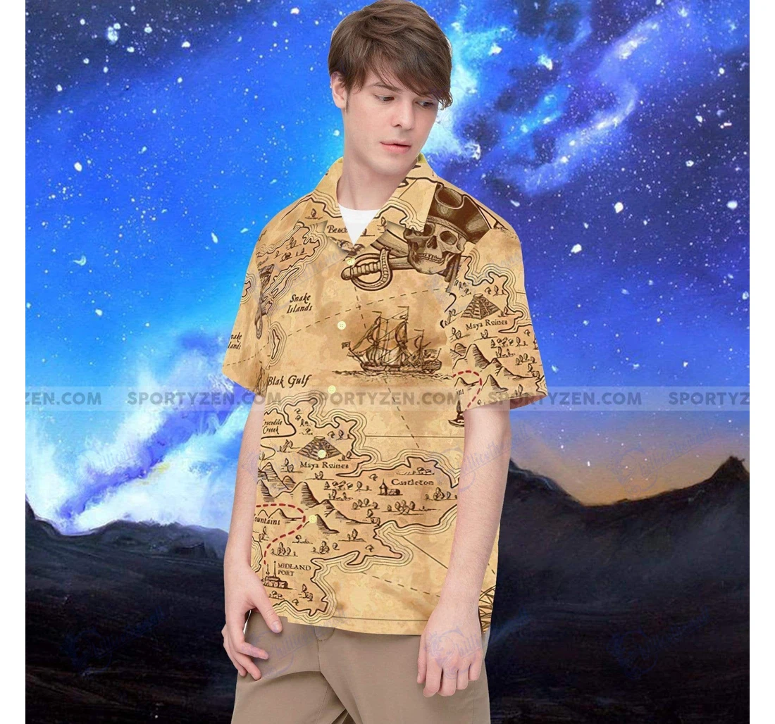 Personalized Discover Cool Pirate Map V Hawaiian Shirt, Button Up Aloha Shirt For Men, Women
