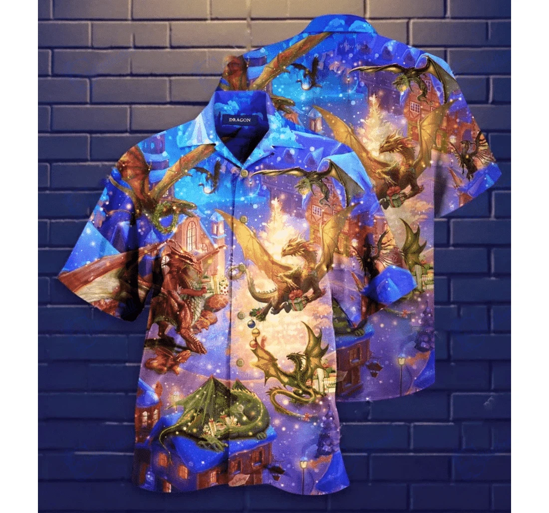 Personalized Christmas Dragon Believe In Magic Hawaiian Shirt, Button Up Aloha Shirt For Men, Women