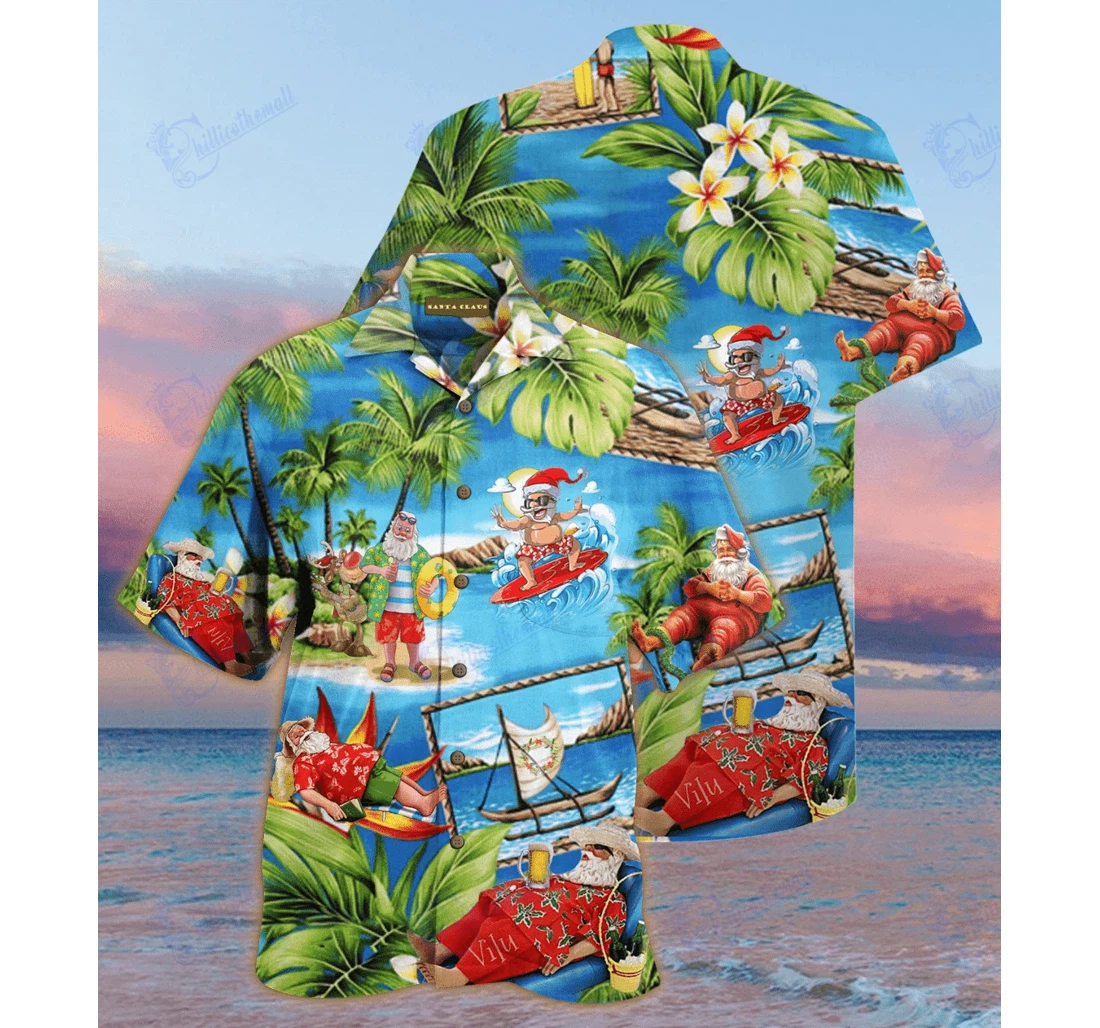 Personalized Santa Claus Shirts- Chillicothemall Hawaiian Shirt, Button Up Aloha Shirt For Men, Women