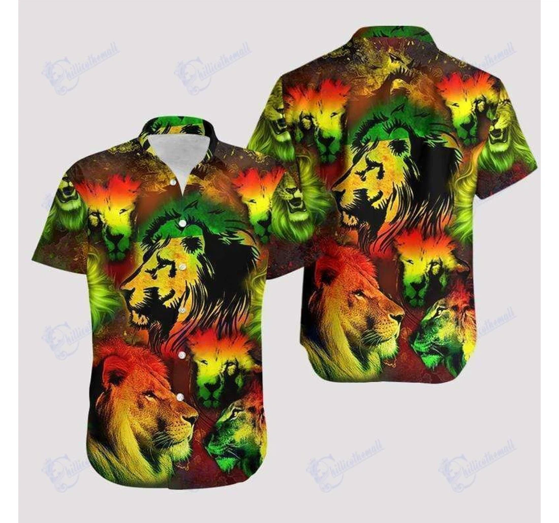 Personalized Awesome Colorful Lion V Hawaiian Shirt, Button Up Aloha Shirt For Men, Women