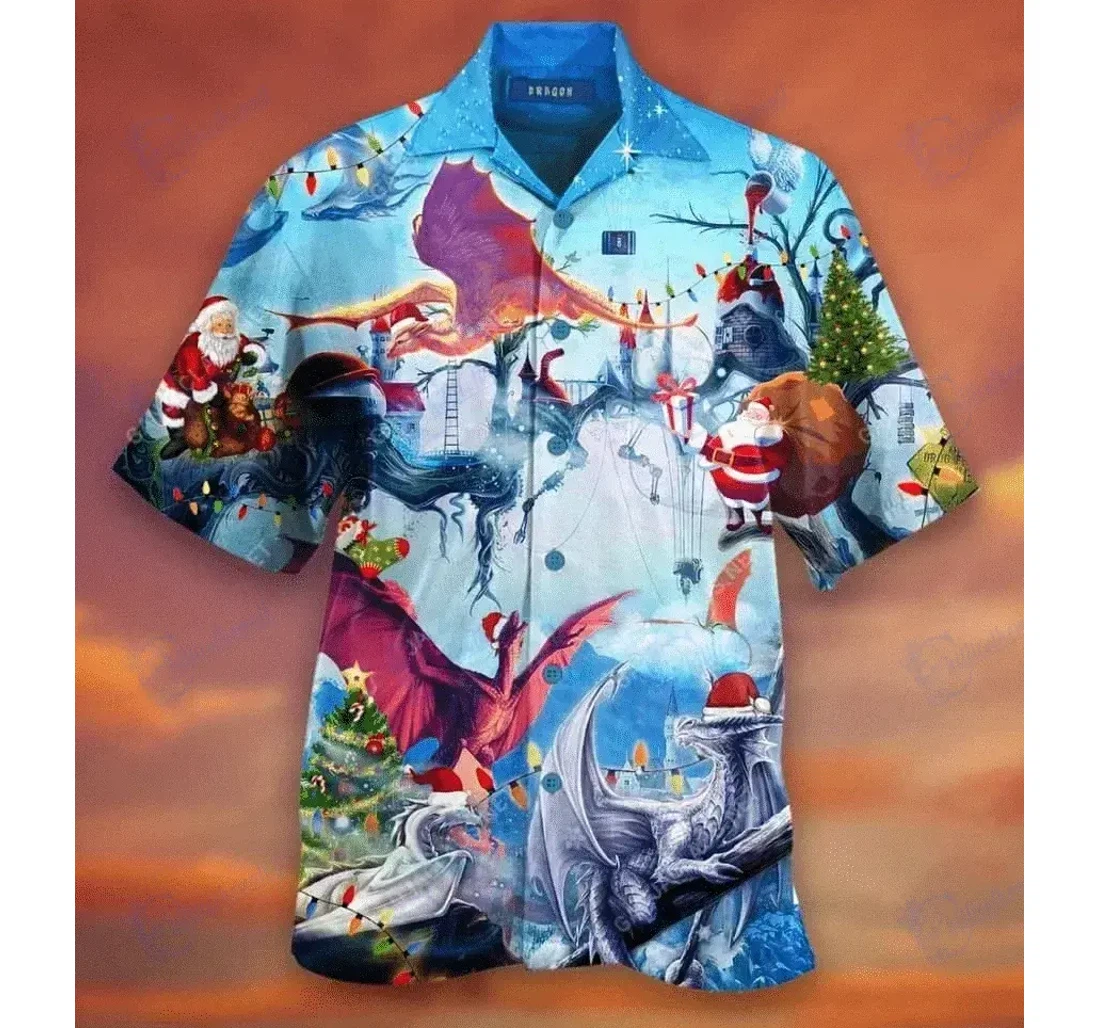 Personalized Discover Cool Christmas With Happy Dragons Hawaiian Shirt, Button Up Aloha Shirt For Men, Women