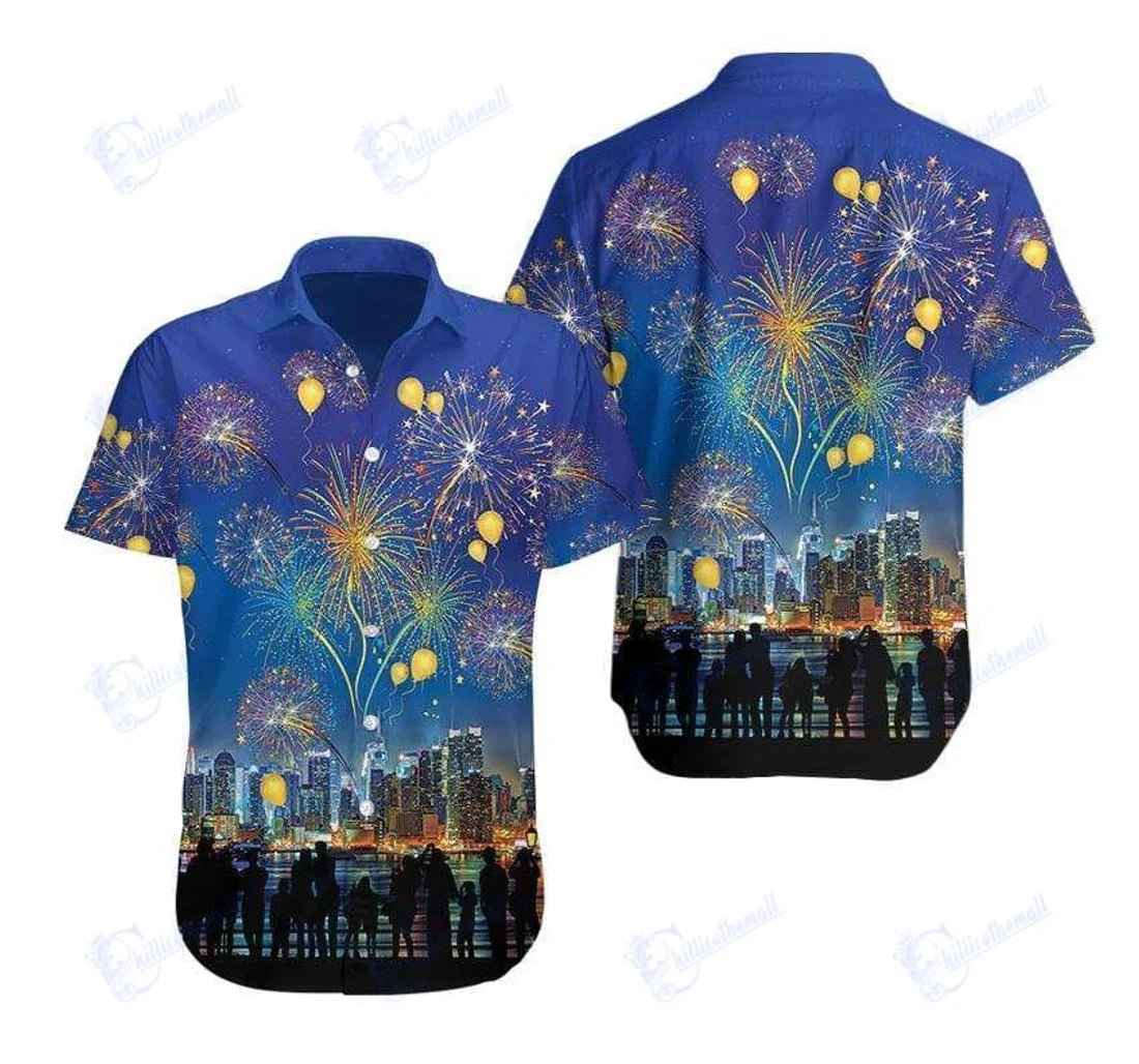 Personalized Countdown New Year Fireworks L-zides Sport Hawaiian Shirt, Button Up Aloha Shirt For Men, Women