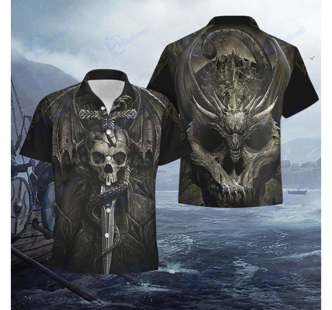 Personalized Skull Draco Hawaiian Shirt, Button Up Aloha Shirt For Men, Women