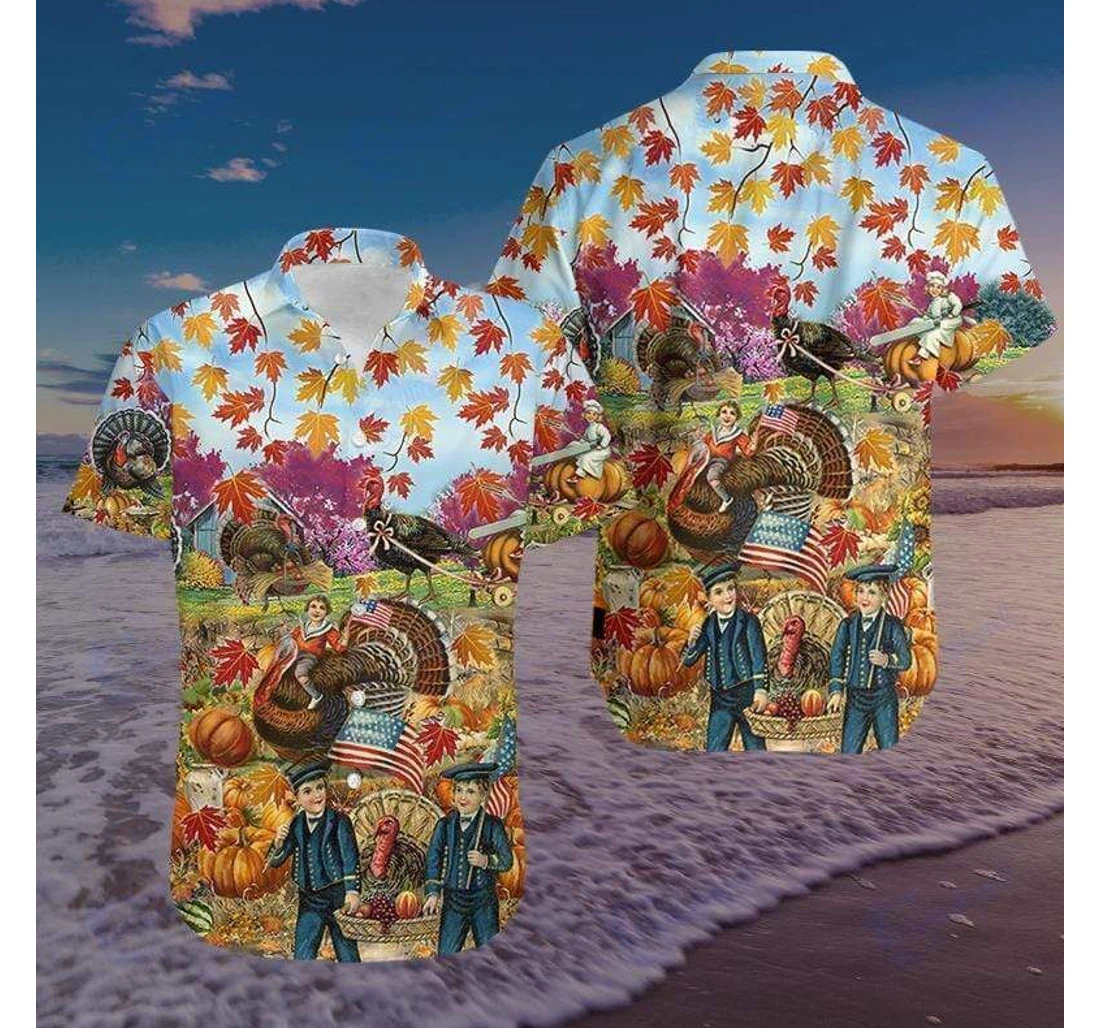 Personalized Turkey Give Thanks Thanksgiving V Hawaiian Shirt, Button Up Aloha Shirt For Men, Women