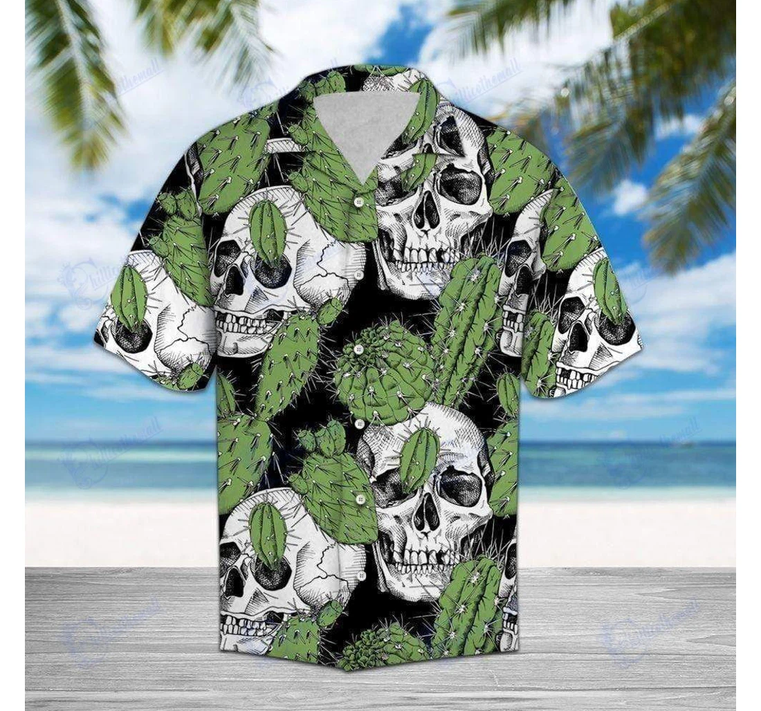 Personalized Skull Cactus Shirts- Chillicothemall Hawaiian Shirt, Button Up Aloha Shirt For Men, Women