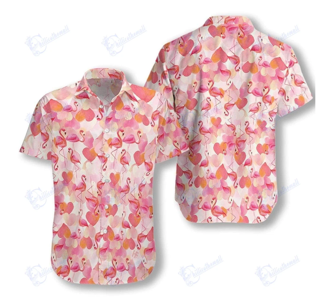 Personalized Pink Flamingo Pattern Hawaiian Shirt, Button Up Aloha Shirt For Men, Women