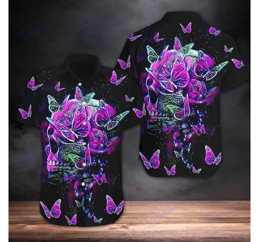 Personalized Amazing Skull Purple Hawaiian Shirt, Button Up Aloha Shirt For Men, Women