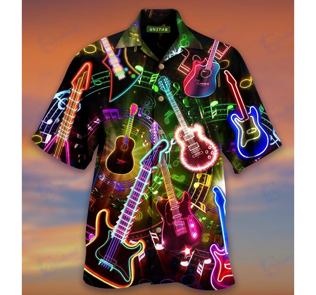 Personalized Discover Cool Amazing Guitar Hippie Hawaiian Shirt, Button Up Aloha Shirt For Men, Women