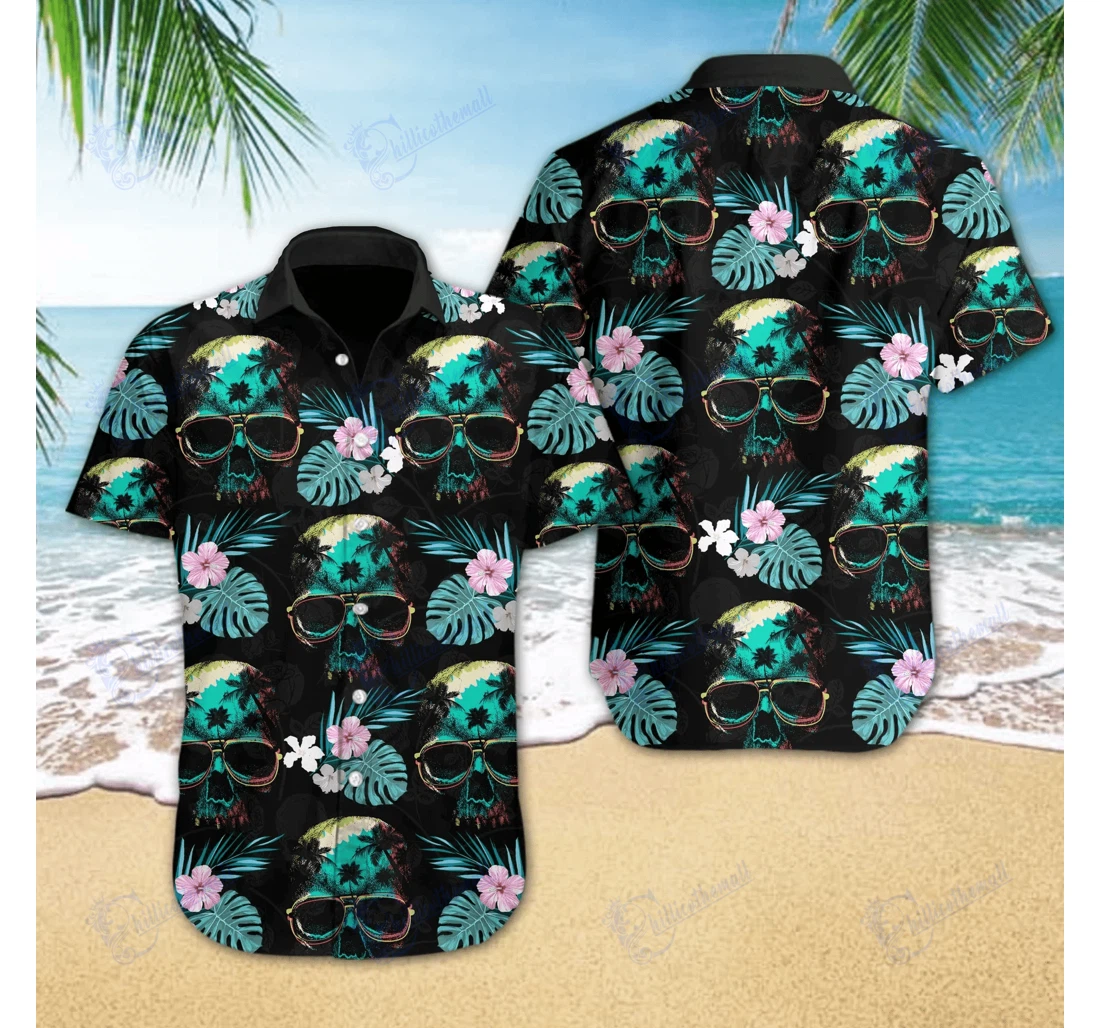 Personalized Skull V- Zides-sport Hawaiian Shirt, Button Up Aloha Shirt For Men, Women