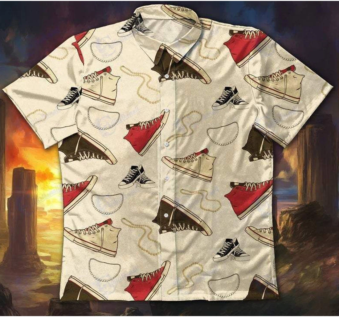 Personalized Chucks Shoes And Pearls V Hawaiian Shirt, Button Up Aloha Shirt For Men, Women
