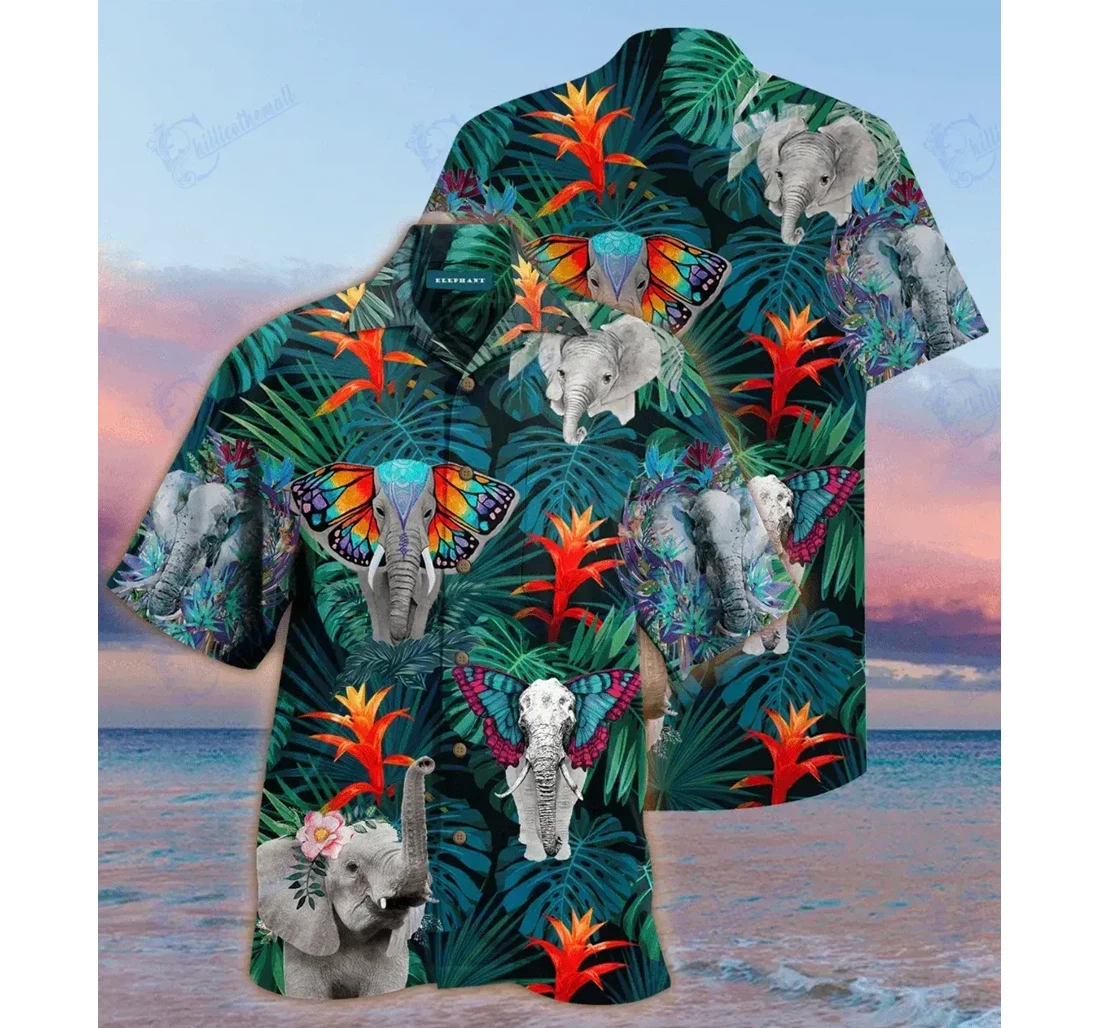 Personalized Awesome Elephant V Hawaiian Shirt, Button Up Aloha Shirt For Men, Women