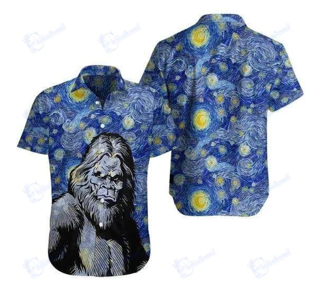 Personalized From Unique Bigfoot Starry Night-zides Sport Hawaiian Shirt, Button Up Aloha Shirt For Men, Women