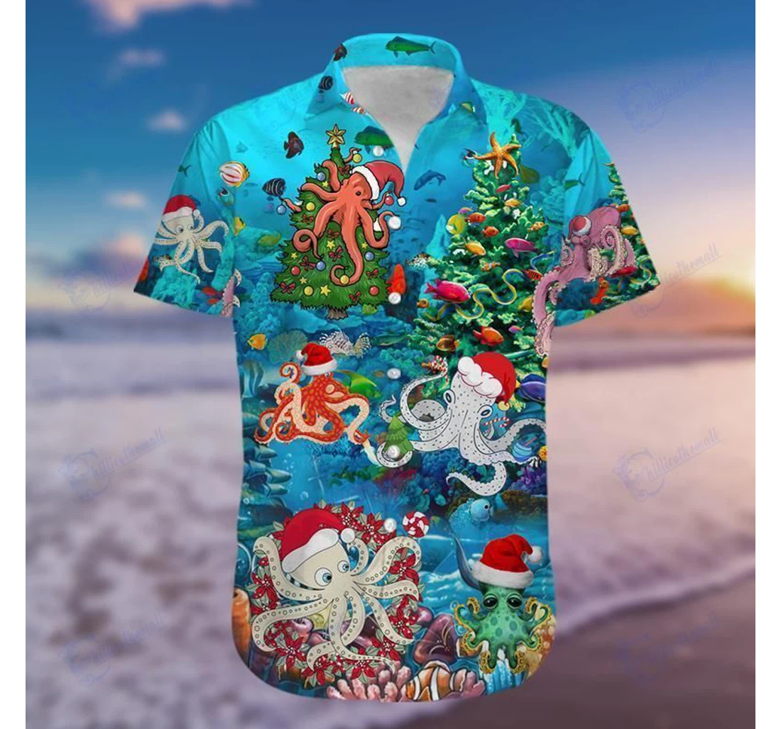 Personalized This Awesome Funny Octopus Christmas Blue Shirts-zides Sport Hawaiian Shirt, Button Up Aloha Shirt For Men, Women