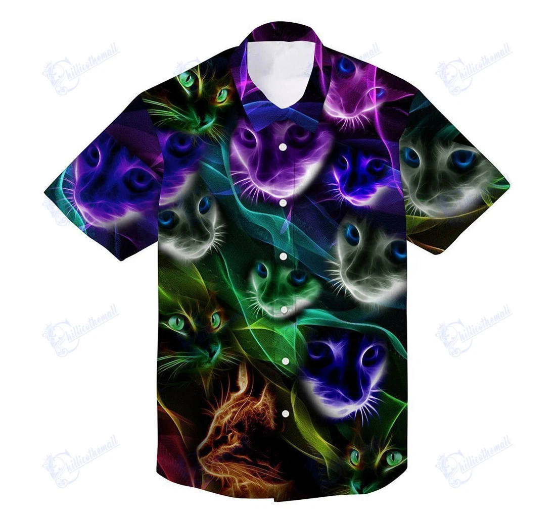 Personalized Awesome Cat Hawaiian Shirt, Button Up Aloha Shirt For Men, Women