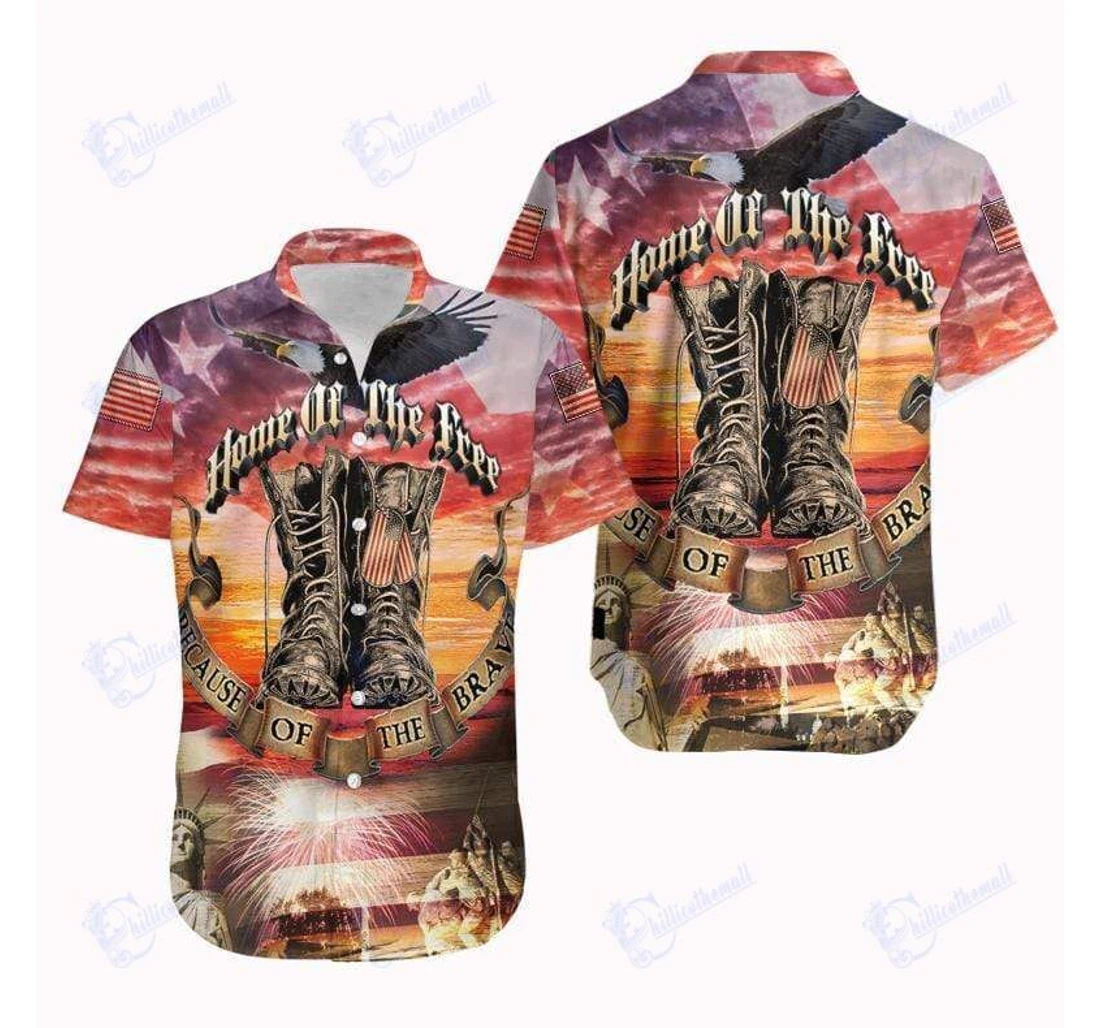 Personalized Home Of The Free V Hawaiian Shirt, Button Up Aloha Shirt For Men, Women