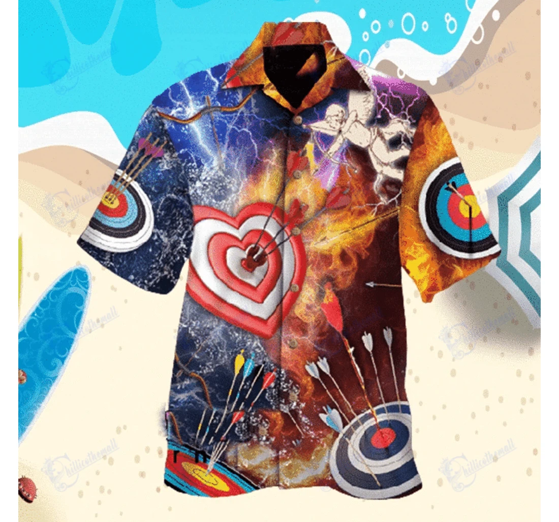 Personalized Zides-sport Born Play Dart Heart With Cupid Hawaiian Shirt, Button Up Aloha Shirt For Men, Women