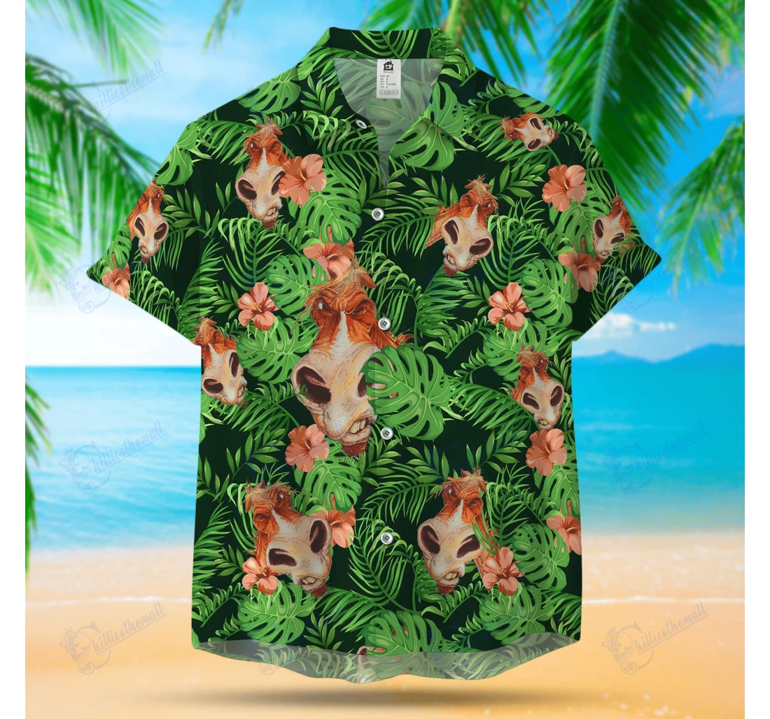 Personalized Funny Horse Seamless Pattern Hawaiian Shirt, Button Up Aloha Shirt For Men, Women
