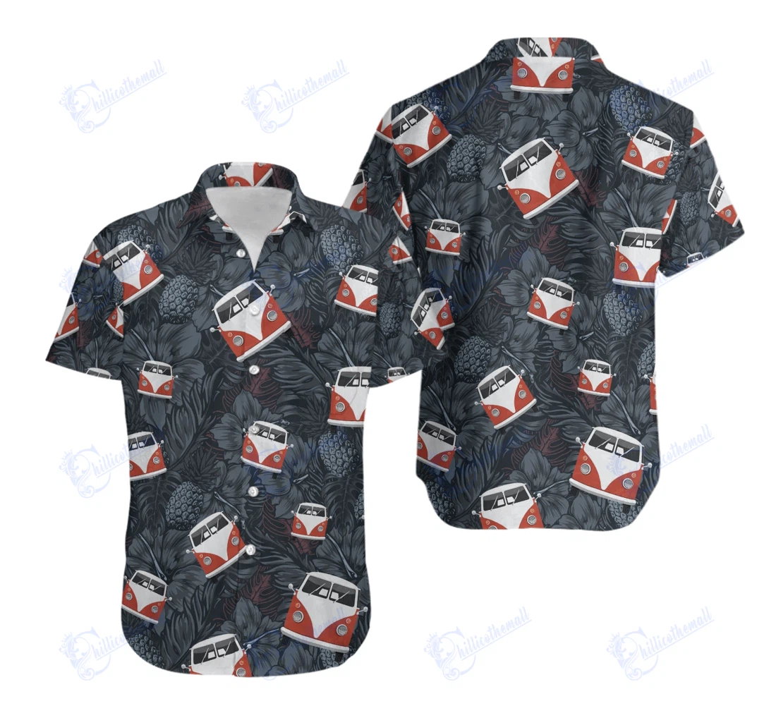Personalized Camper Car Hawaiian Shirt, Button Up Aloha Shirt For Men, Women