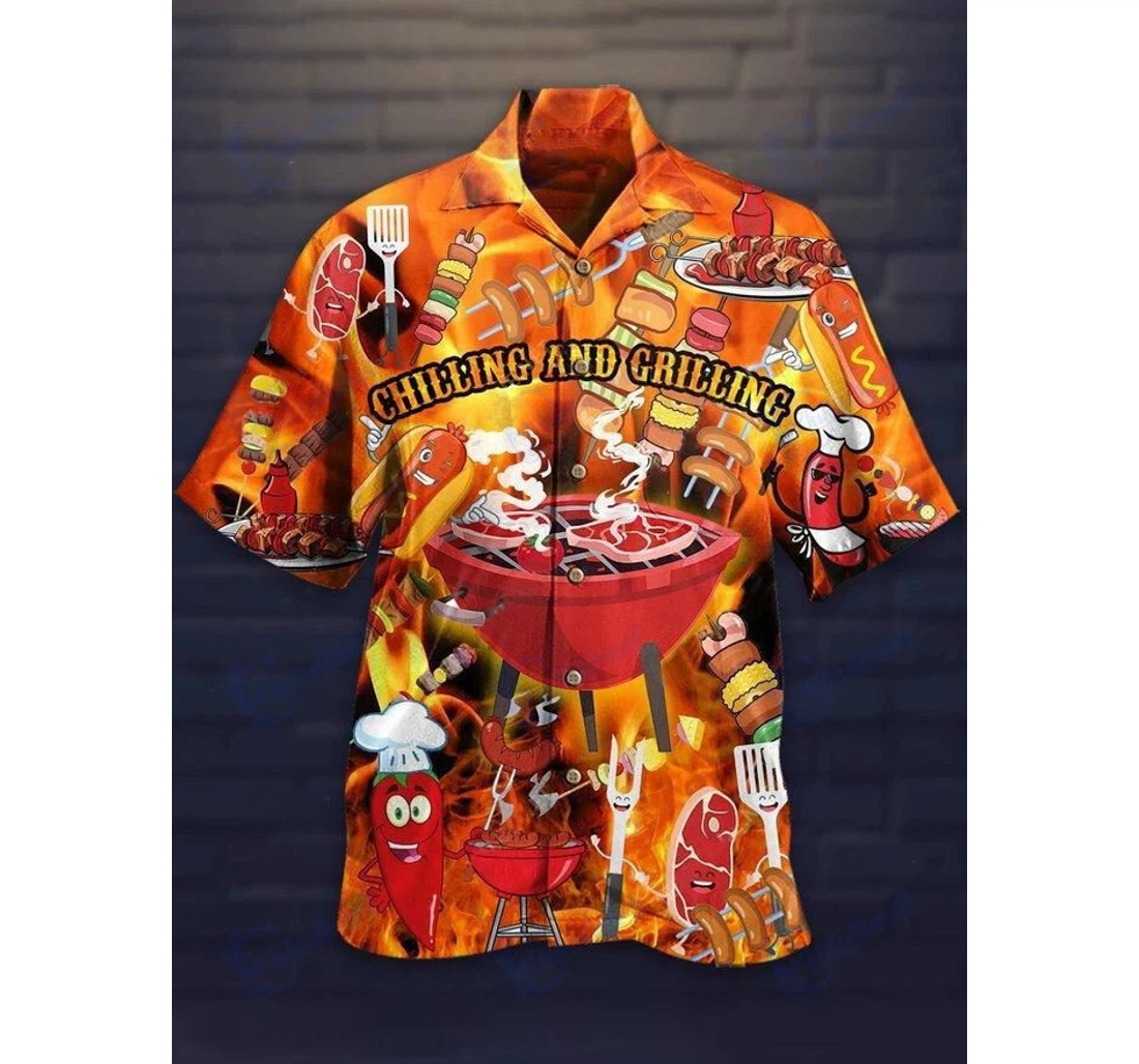 Personalized Zides-sport Chilling And Grilling Hawaiian Shirt, Button Up Aloha Shirt For Men, Women