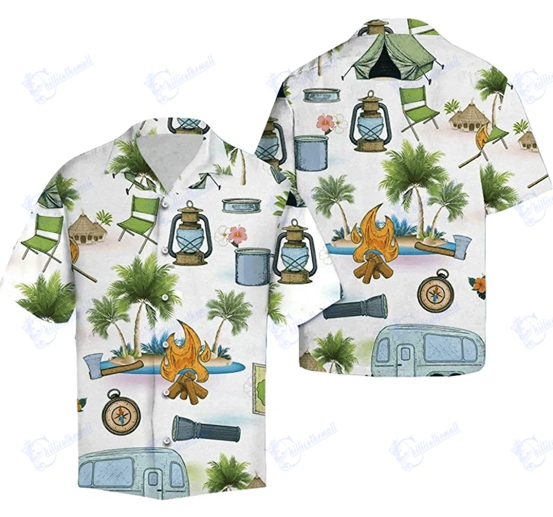 Personalized Zides-sport Camping Lover Hawaiian Shirt, Button Up Aloha Shirt For Men, Women