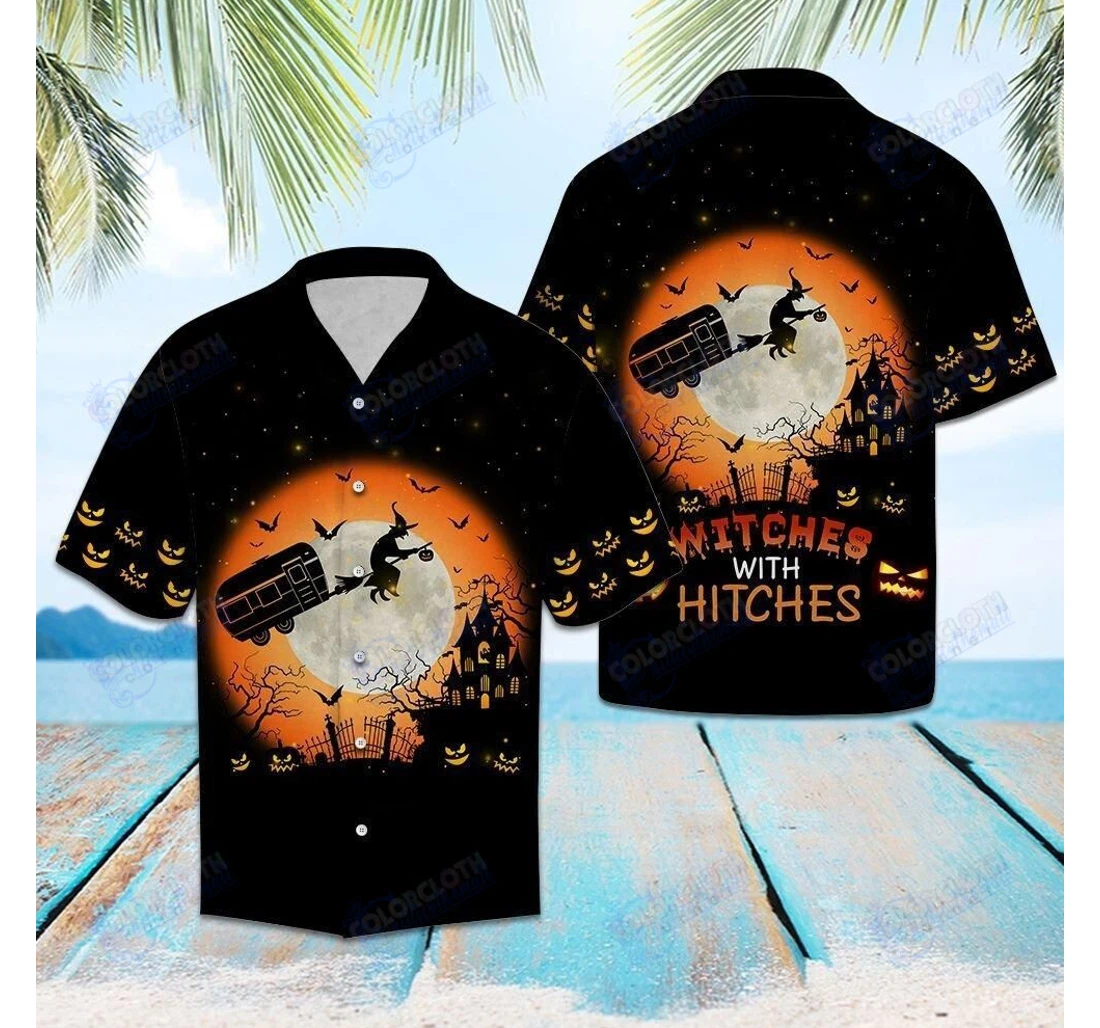 Personalized Caravan Witches Halloween Hl Hawaiian Shirt, Button Up Aloha Shirt For Men, Women