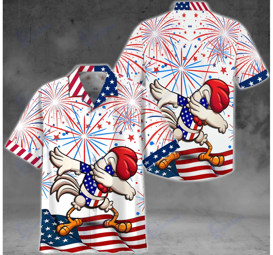 Personalized American Cartoon Chicken Hawaiian Shirt, Button Up Aloha Shirt For Men, Women